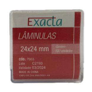 Lamínula Para Microscopia 24x24 mm Caixa c/100 Unidades 
