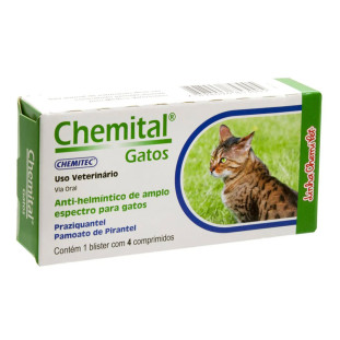 Vermífugo Chemital Gatos 4 Comprimidos