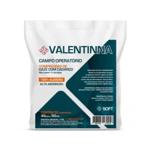 Compressa Operatória Valentina 23x25cm Com Radiopaco Linha Premium Pacote com 50 Unidades Amed
